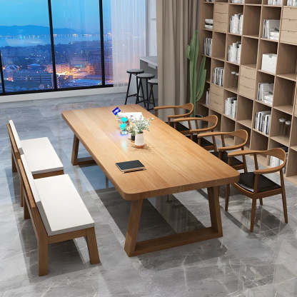Pine Wood Multi-Person Sled Writing Desk — Table Only