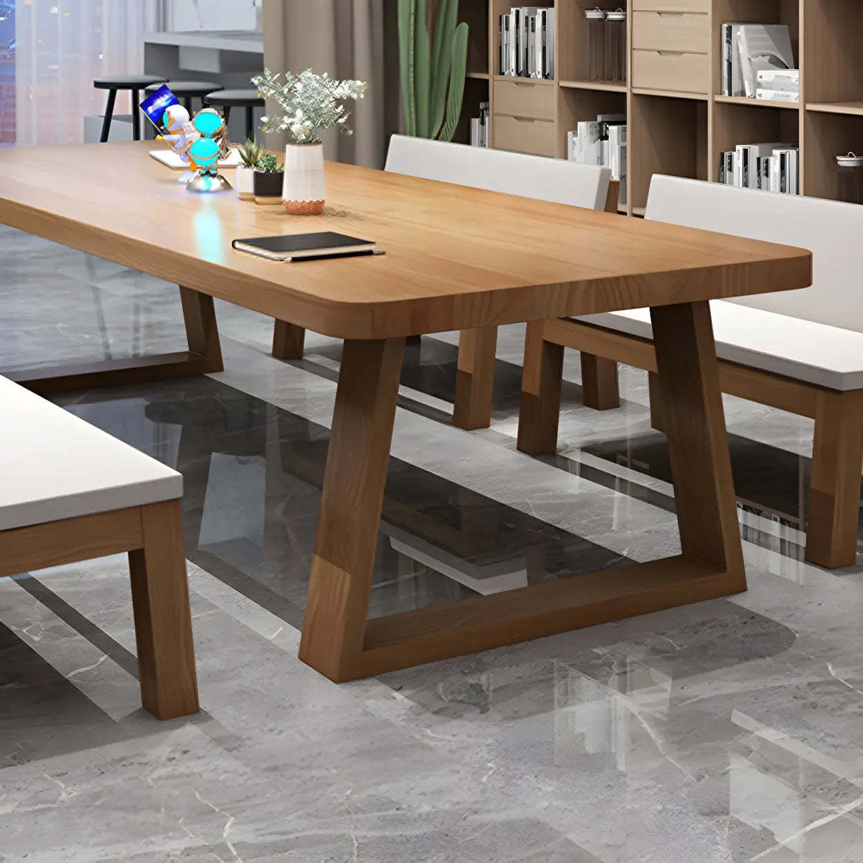 Pine Wood Multi-Person Sled Writing Desk — Table Only