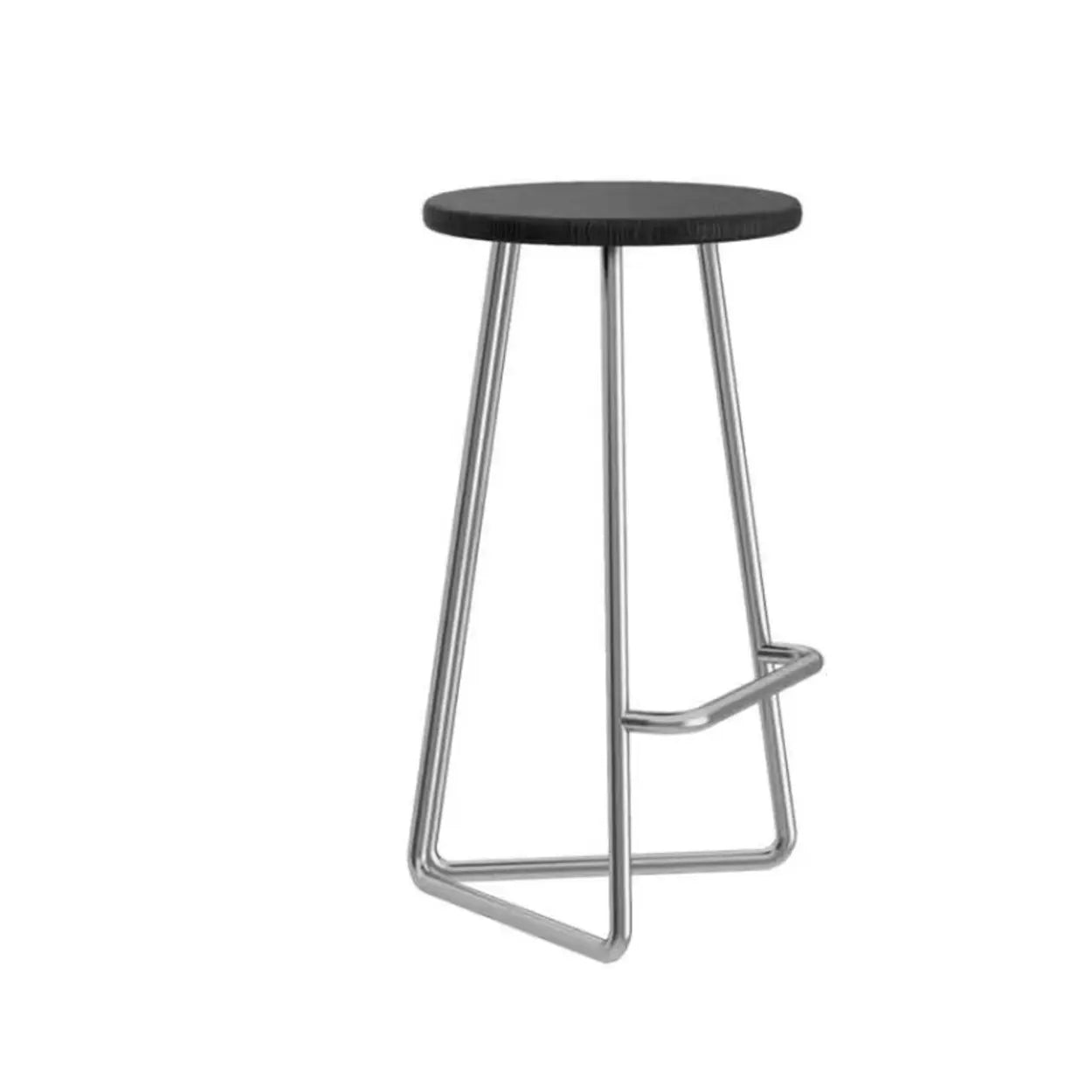 Round Wood Metal-Tripod Bar Stool — Black / Black