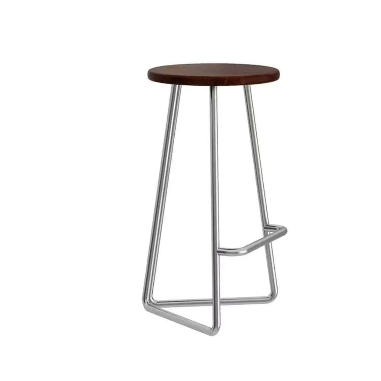 Round Wood Metal-Tripod Bar Stool — Black / Walnut