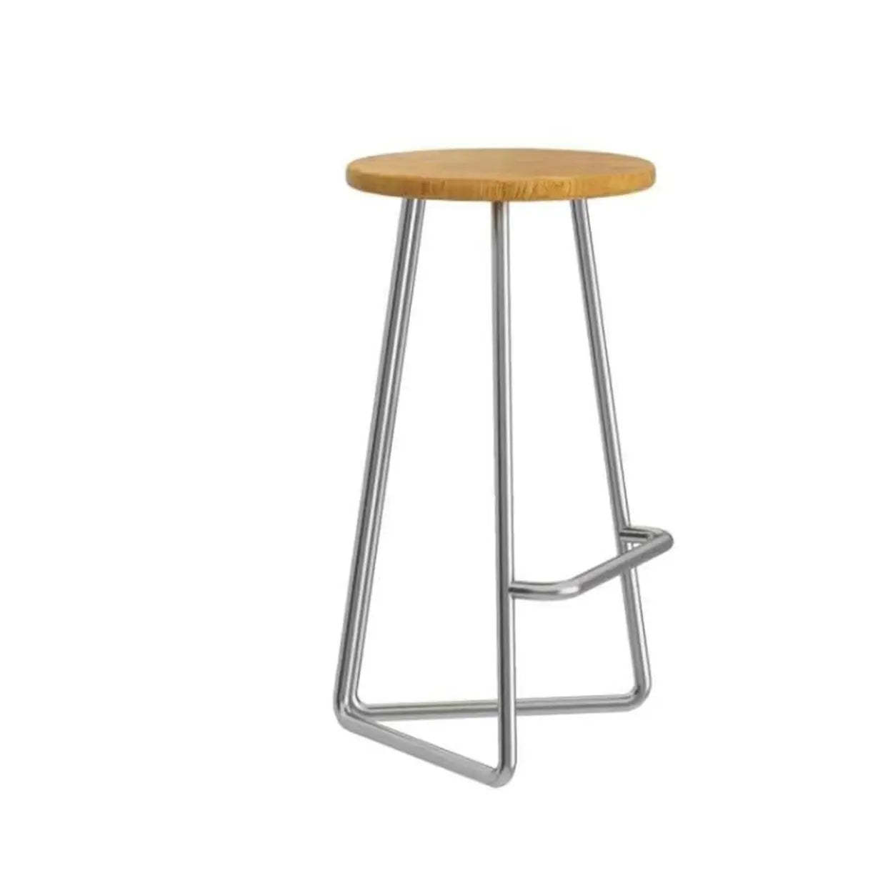 Round Wood Metal-Tripod Bar Stool — Black / Wood