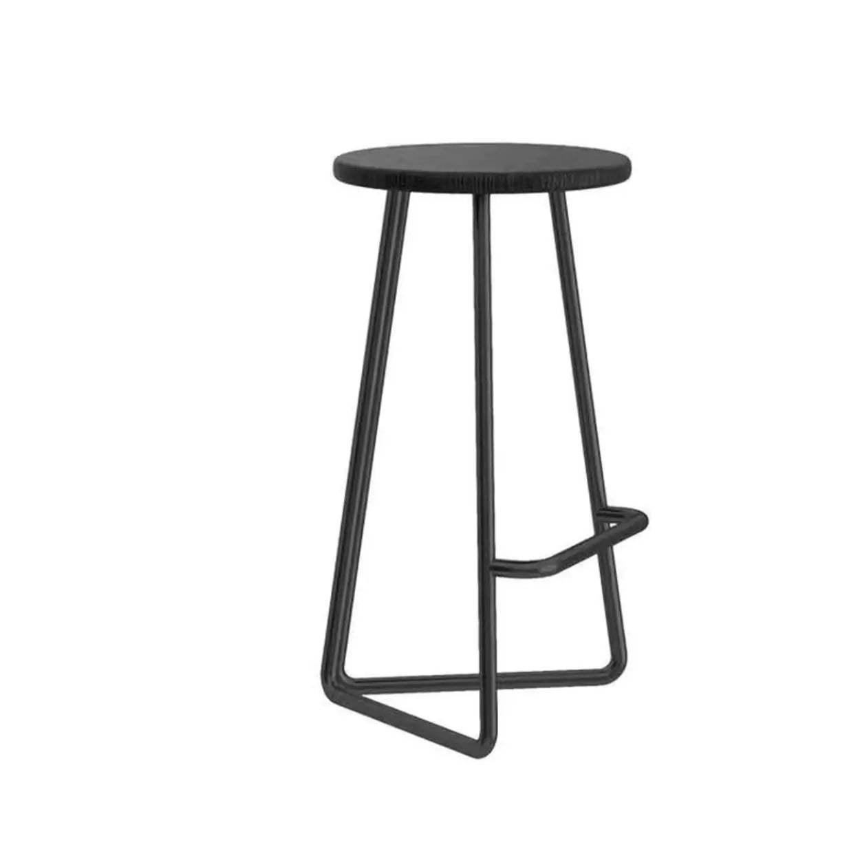Round Wood Metal-Tripod Bar Stool — Silver / Black
