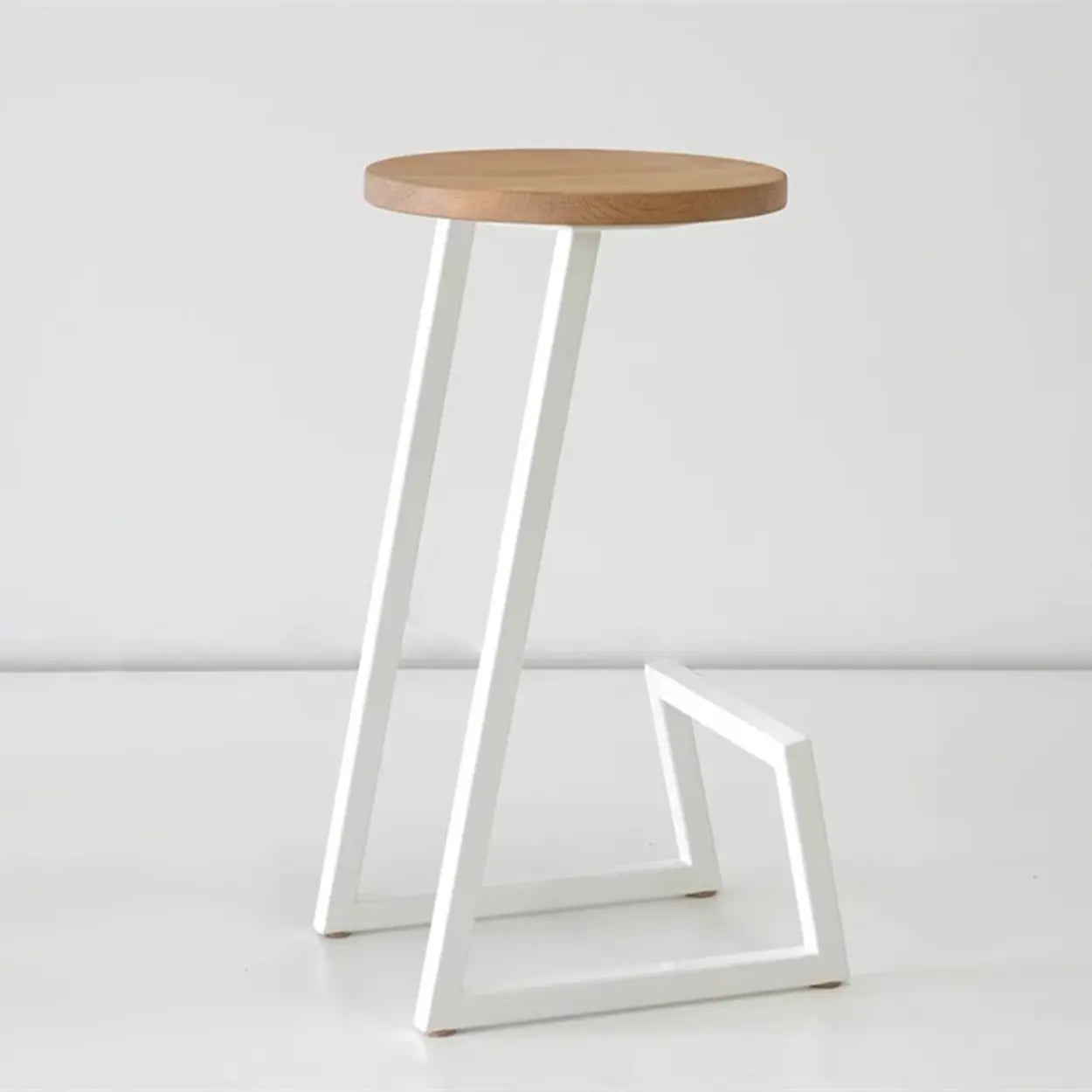 Round Wood Iron-Sled Backless Bar Stool