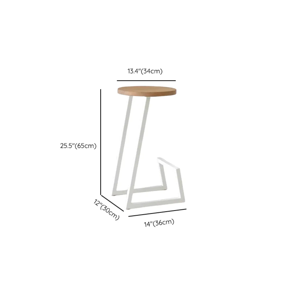 Round Wood Iron-Sled Backless Bar Stool