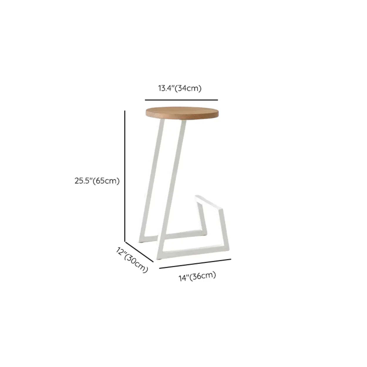 Round Wood Iron-Sled Backless Bar Stool