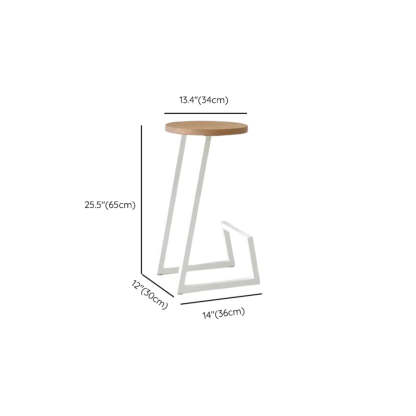 Round Wood Iron-Sled Backless Bar Stool