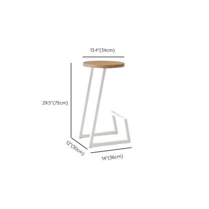 Round Wood Iron-Sled Backless Bar Stool