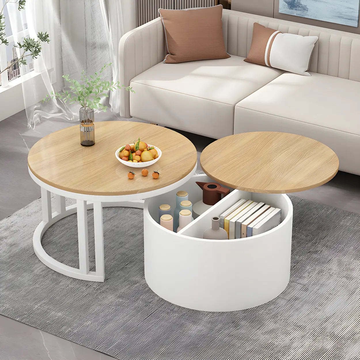 Round Storage Nesting Coffee Tables — Black / Black
