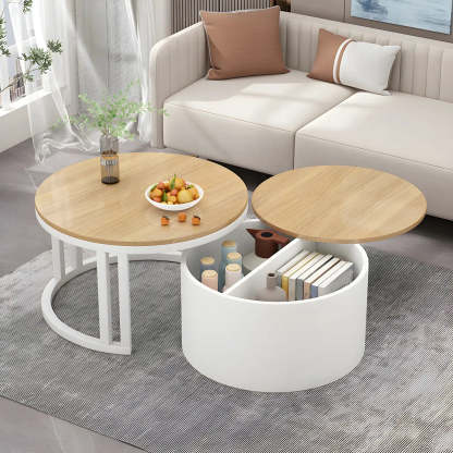 Round Storage Nesting Coffee Tables — Black / Black