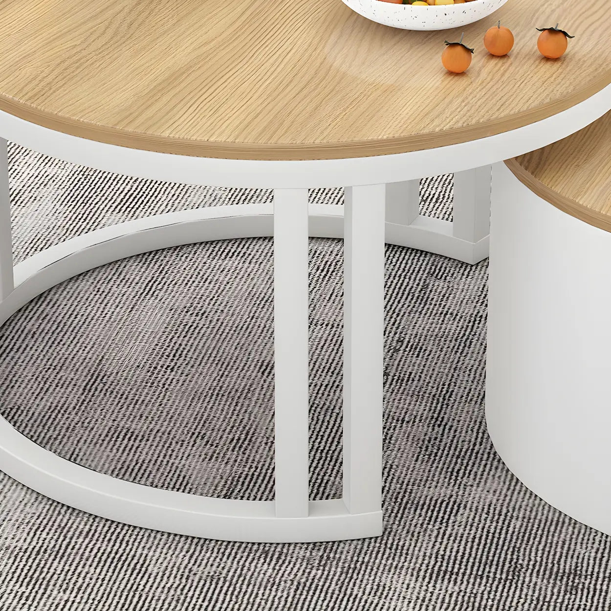 Round Storage Nesting Coffee Tables — Black / Natural/ Brown