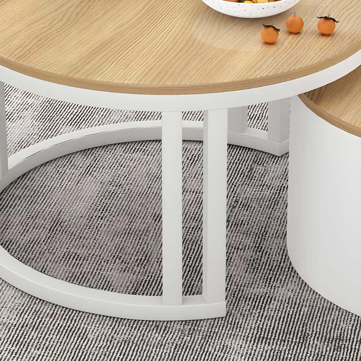 Round Storage Nesting Coffee Tables — Black / Natural/ Brown