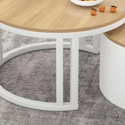 Round Storage Nesting Coffee Tables — Black / Natural/ Brown