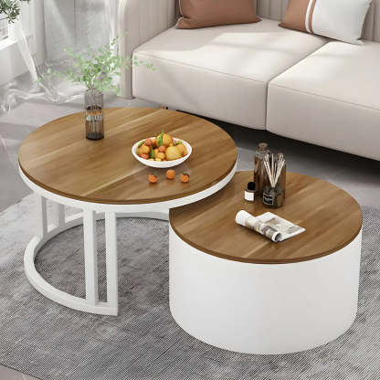 Round Storage Nesting Coffee Tables — Black/ Gold / Brown/  Gray