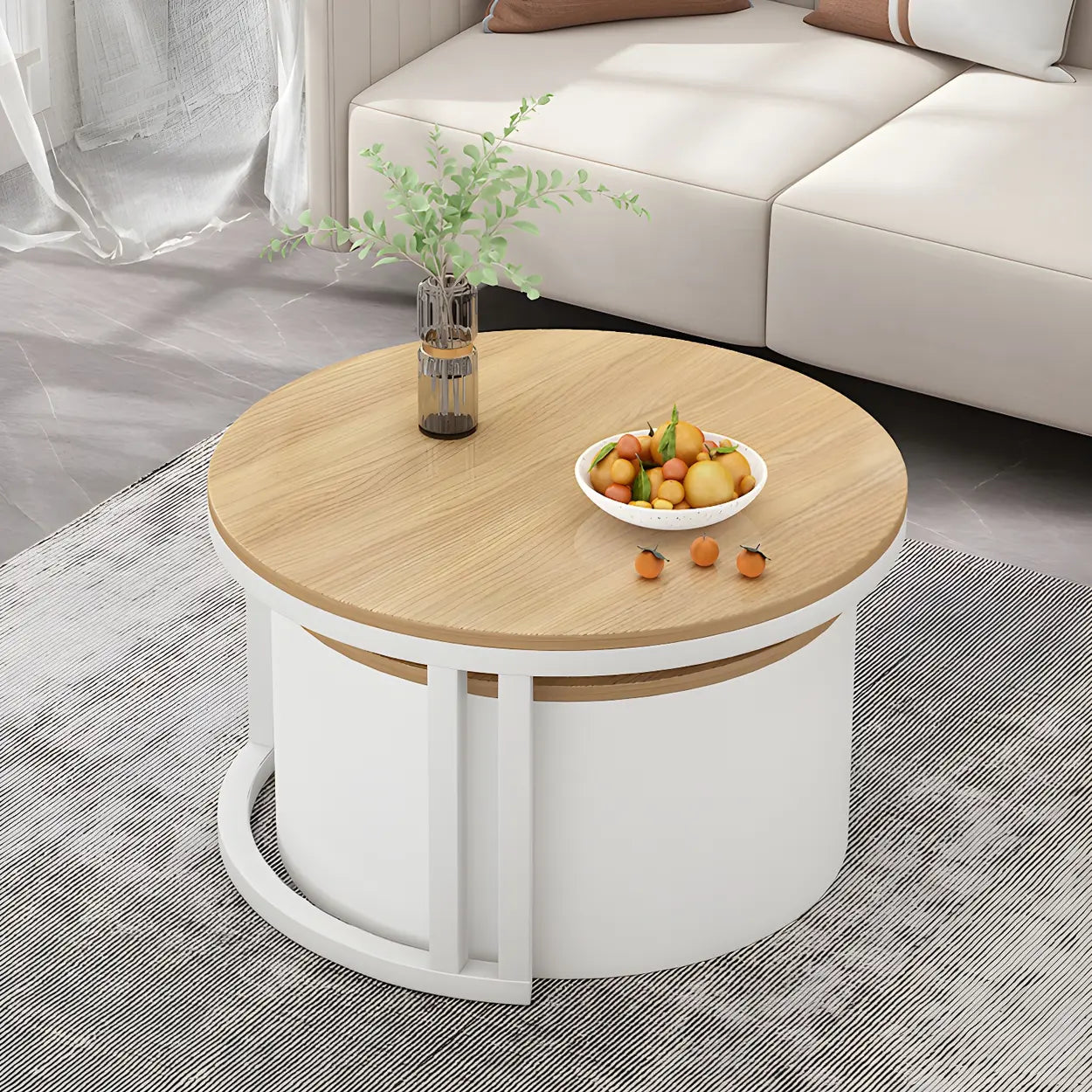 Round Storage Nesting Coffee Tables — Black / Brown