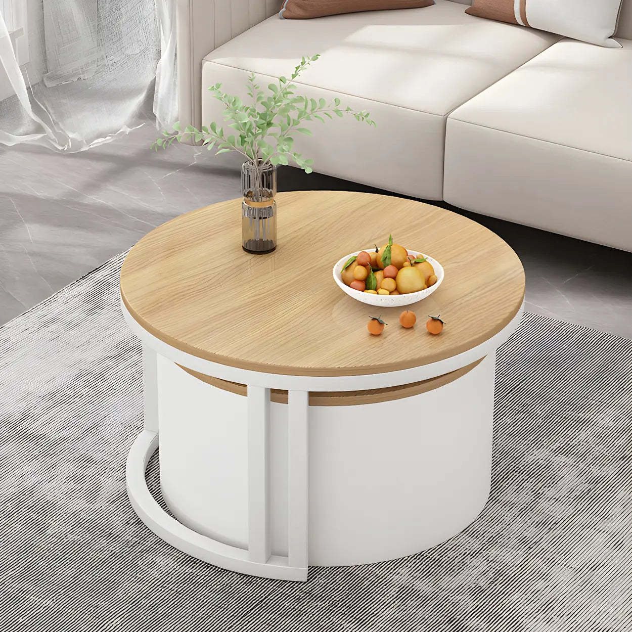 Round Storage Nesting Coffee Tables — Black / Brown