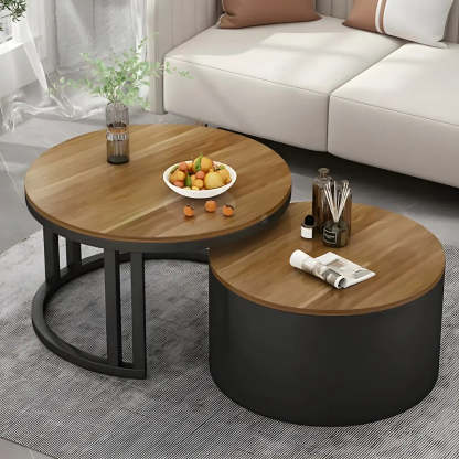 Round Storage Nesting Coffee Tables — Black / Black/ Grey