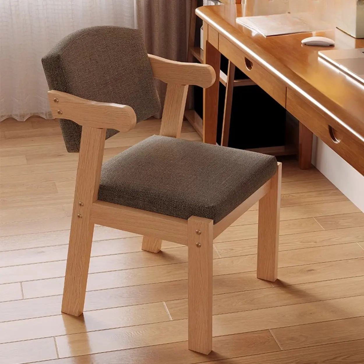 Upholstered Wood Arm Dining Chair