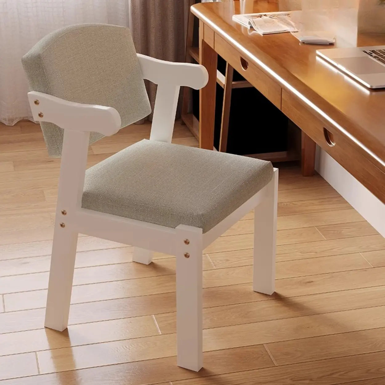 Upholstered Wood Arm Dining Chair