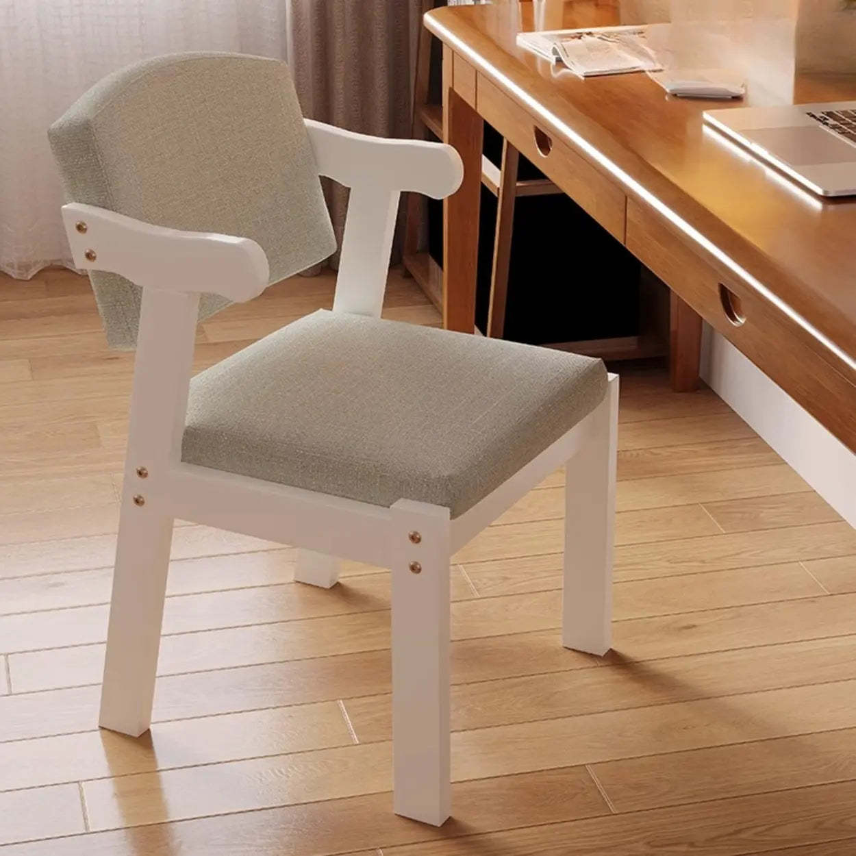 Upholstered Wood Arm Dining Chair