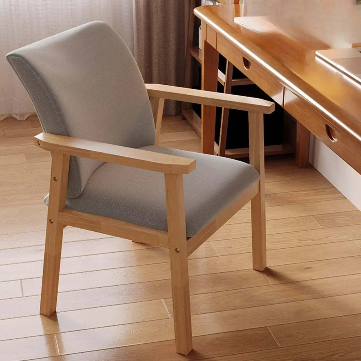 Upholstered Wood Arm Dining Chair
