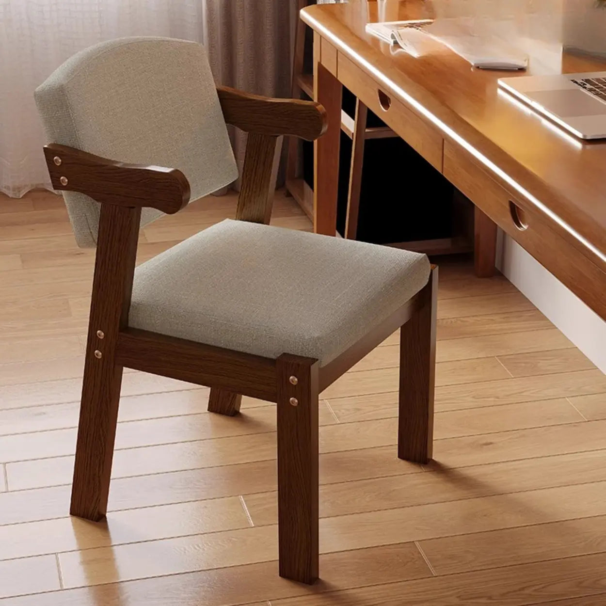 Upholstered Wood Arm Dining Chair