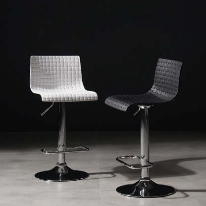 Woven Polymer Adjustable Armless Swivel Bar Stool — Black