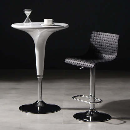 Woven Polymer Adjustable Armless Swivel Bar Stool — Grey