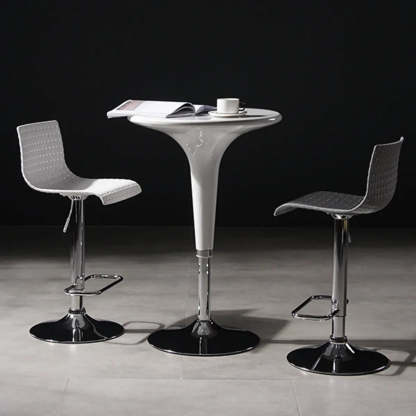 Woven Polymer Adjustable Armless Swivel Bar Stool — White