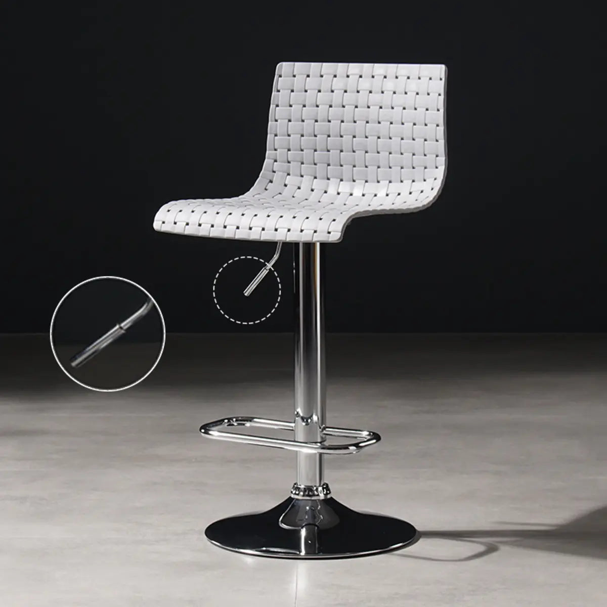 Woven Polymer Adjustable Armless Swivel Bar Stool