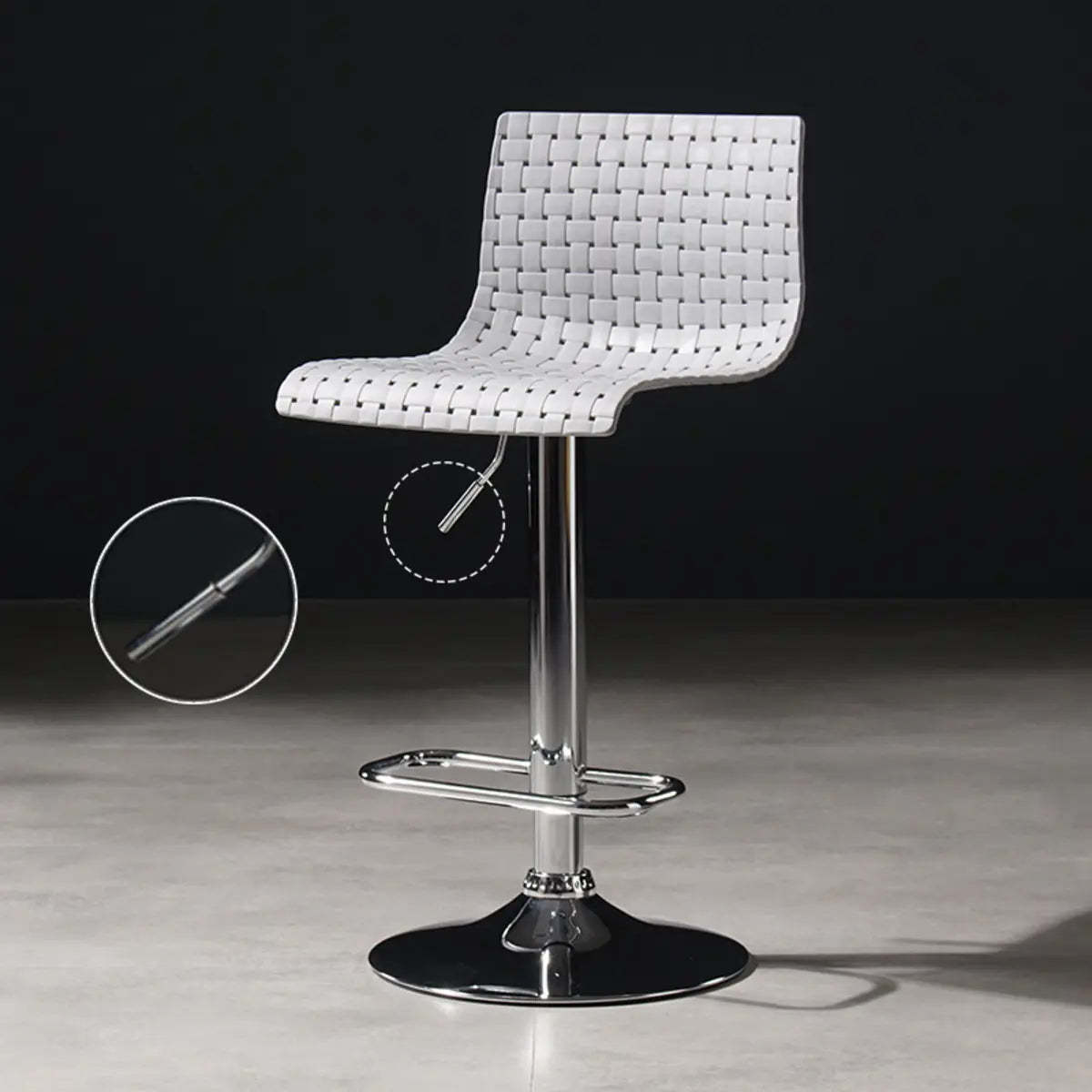 Modern armless woven gray bar & counter stools in metal