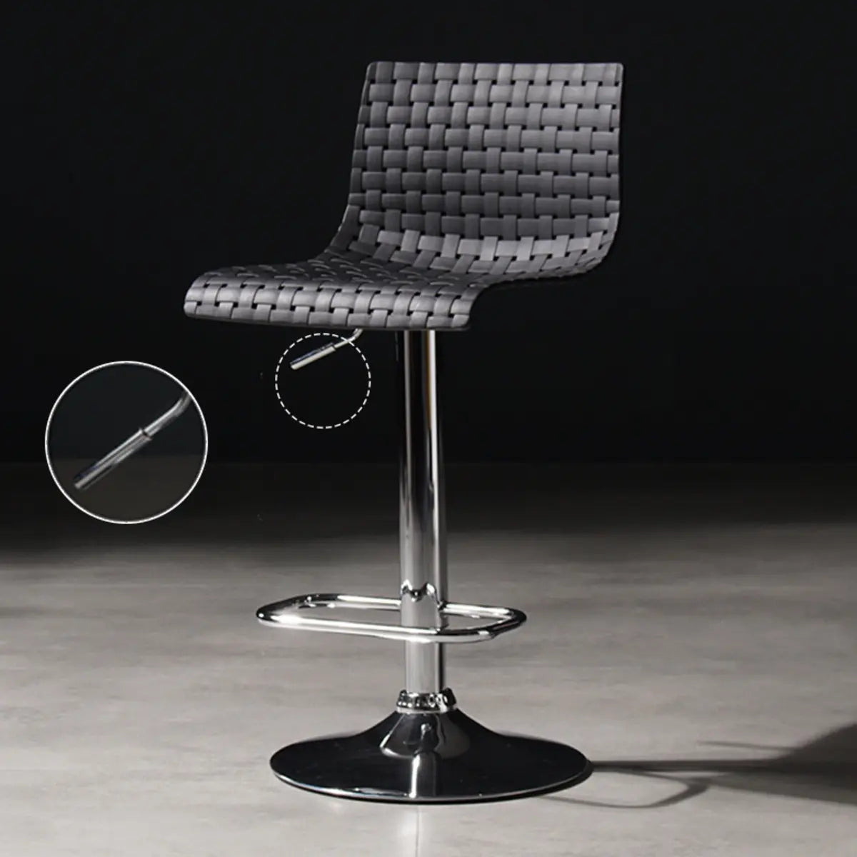 Woven Polymer Adjustable Armless Swivel Bar Stool