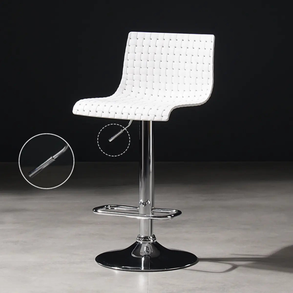 Woven Polymer Adjustable Armless Swivel Bar Stool