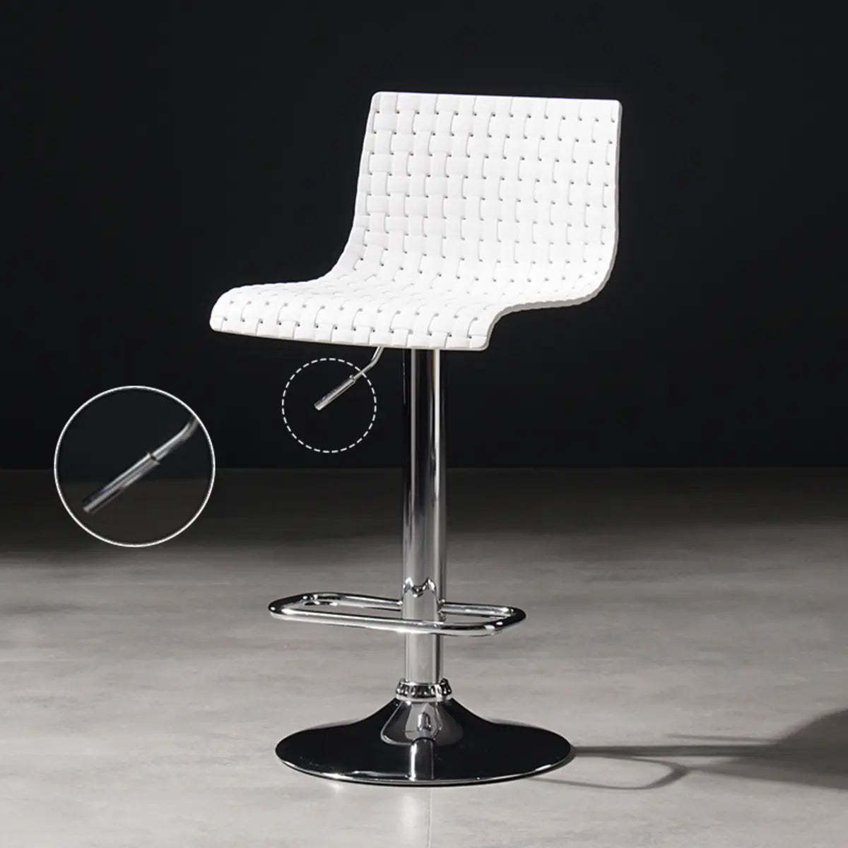 Woven Polymer Adjustable Armless Swivel Bar Stool
