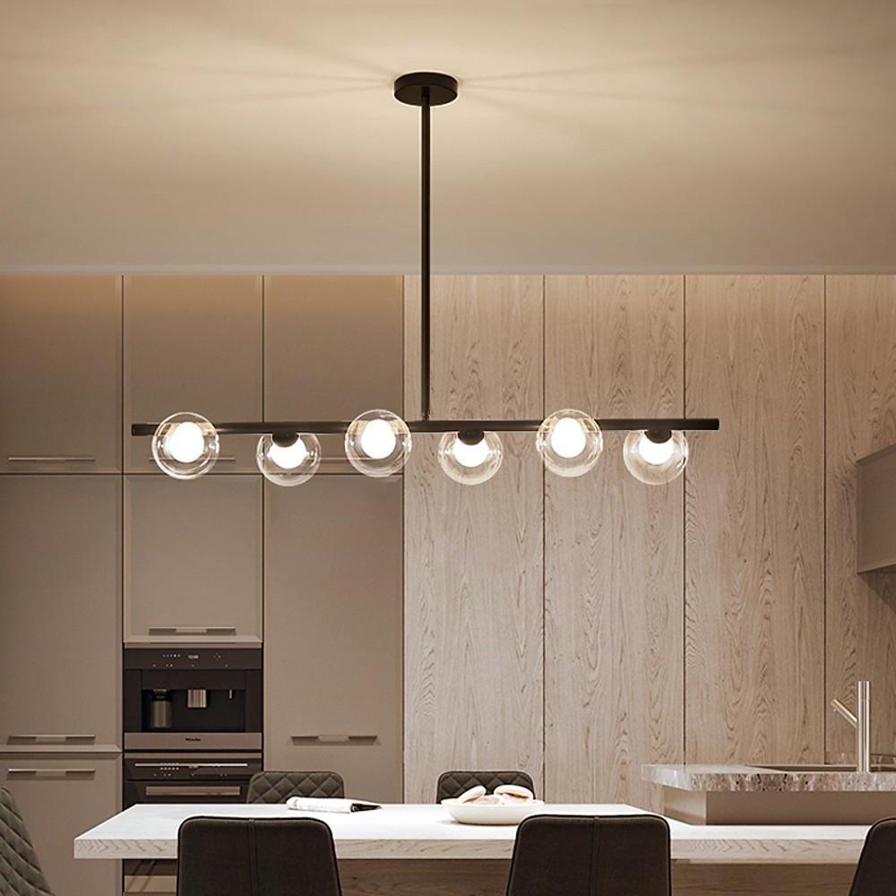 Nordic 6-bulb island black chandeliers — Warm White (3000K) / Brushed Gold