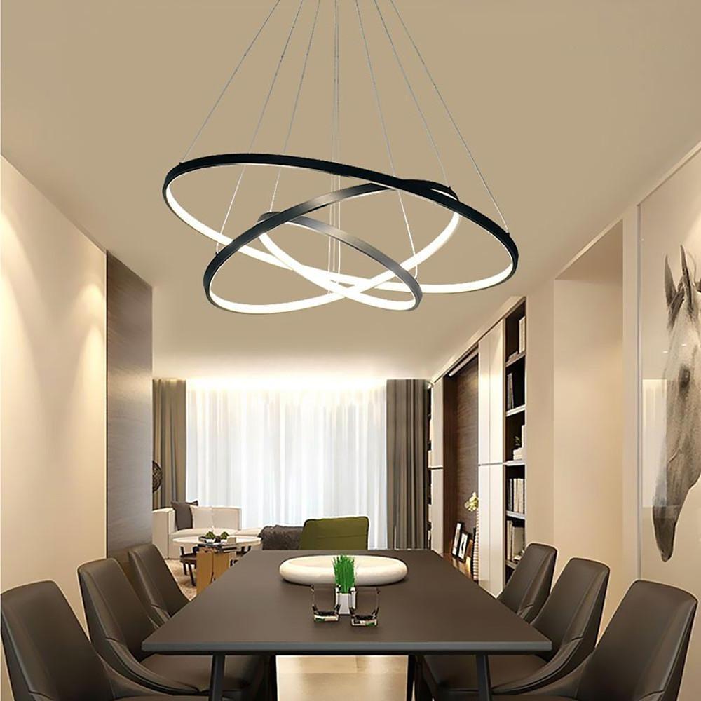 3 Ring Intterweaved Circle Design Pendant Lighting Aluminum Acrylic LED Ceiling Light-Lighom