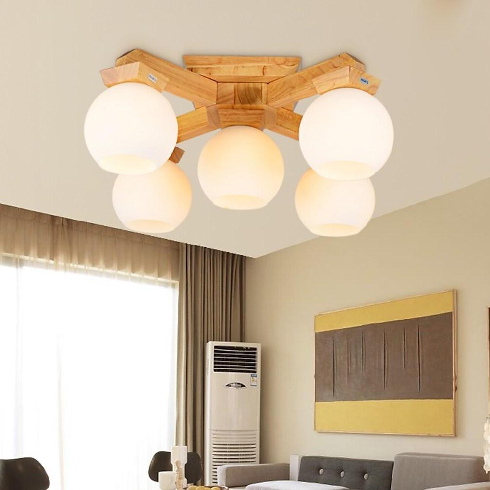 Nordic Wood LED Globe Chandelier