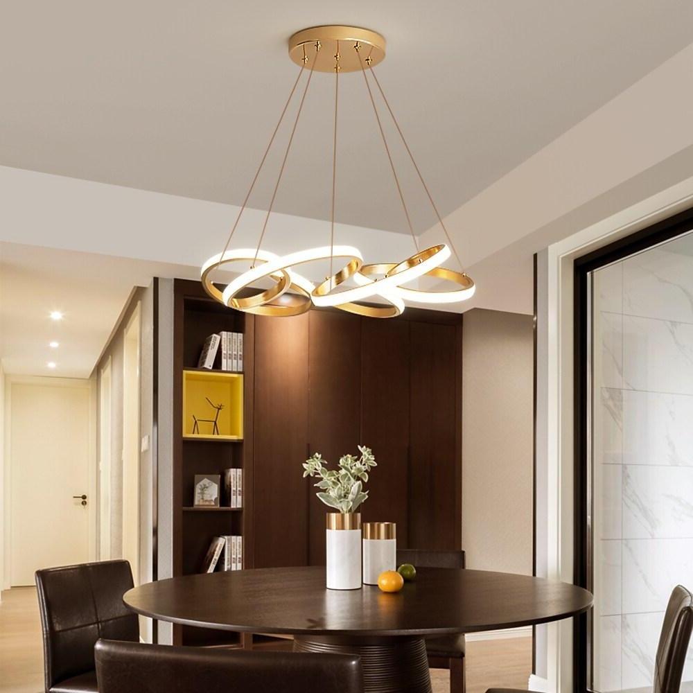 Mid-century interwoven wave walnut chandeliers — Cool White (6000K)