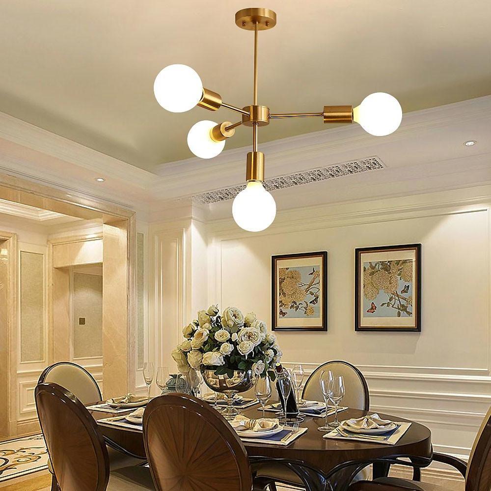 Industrial luxurious 4-light chandeliers in metal — Set of 2