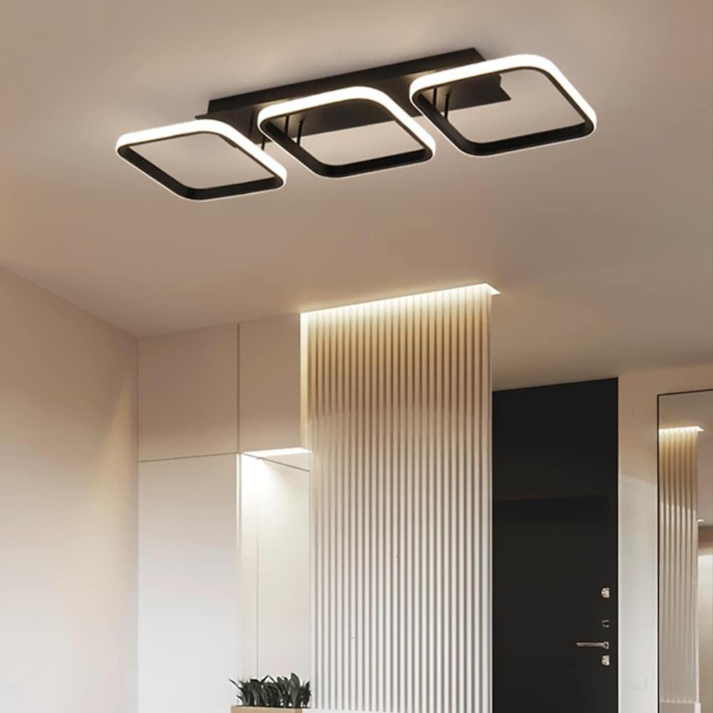 3 Square LED Black Modern Ceiling Lights Hanging Light Chandelier Ceiling Lamp-Lighom