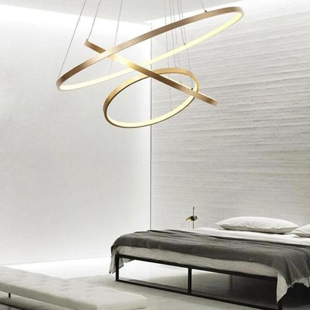 3 Ring Intterweaved Circle Design Pendant Lighting Aluminum Acrylic LED Ceiling Light-Lighom