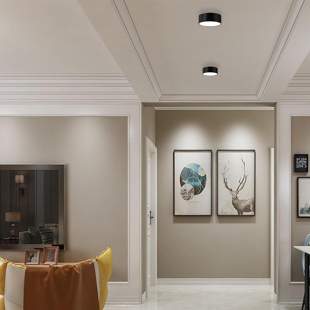 Thick Cylindrical Black Modern LED Flush Mount