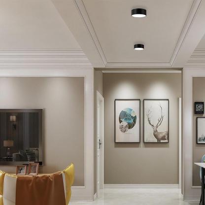Thick Cylindrical Black Modern LED Flush Mount