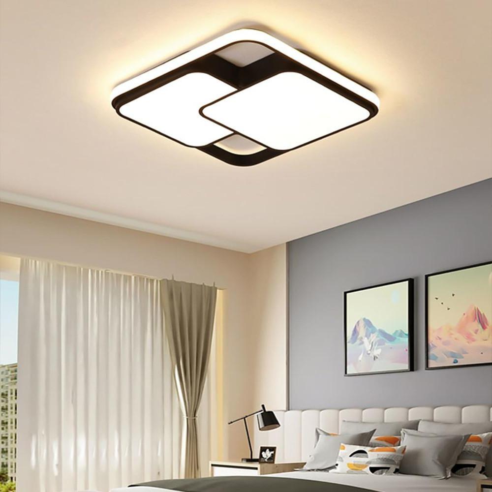 3-Square Dimmable LED Black Modern Flush Mount