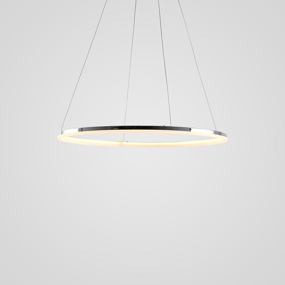 LED Circular Sturdy Modernistic Brushed Nickel Pendant Light With Remote Controller-Lighom