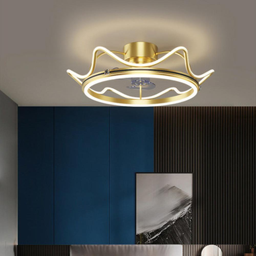 Crown Gold Bladeless LED Bedroom Ceiling Fan Light