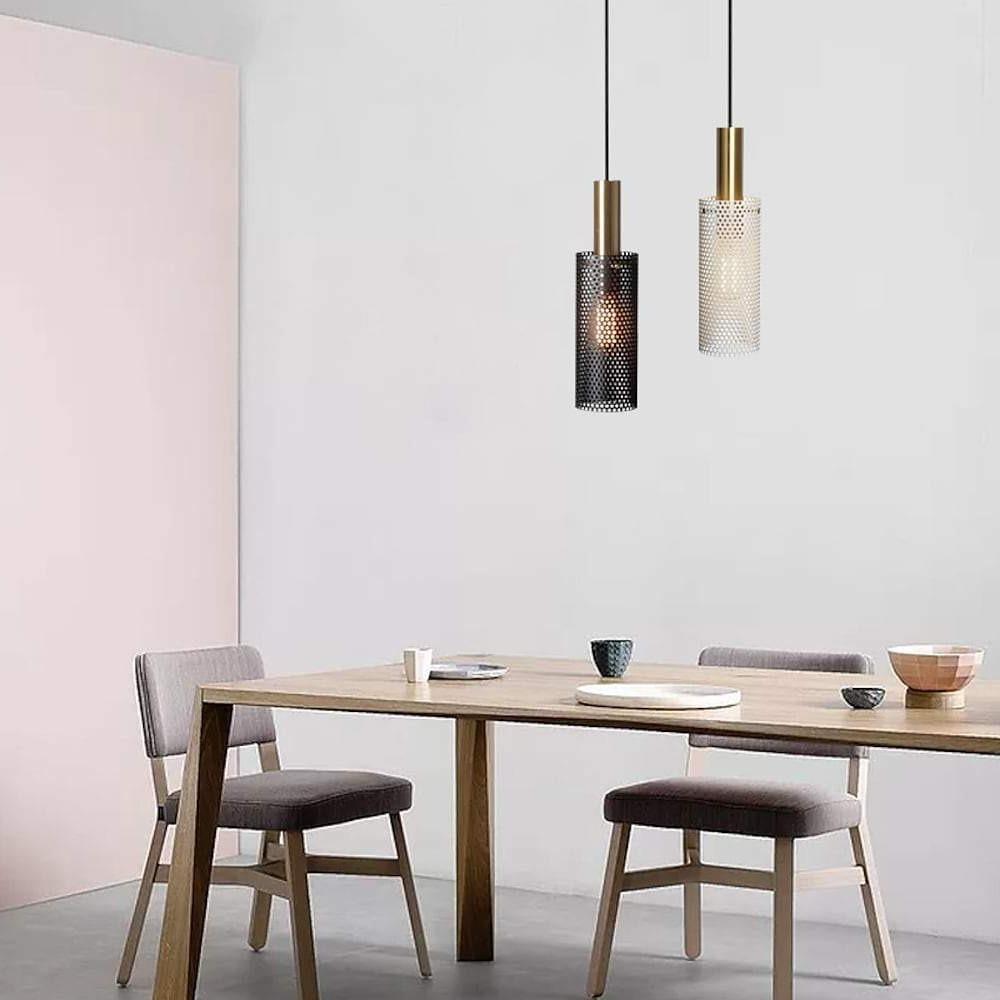 Cylinder Hanging Pendant Lights Metal Modern LED Bedroom Ceiling Lights-Lighom