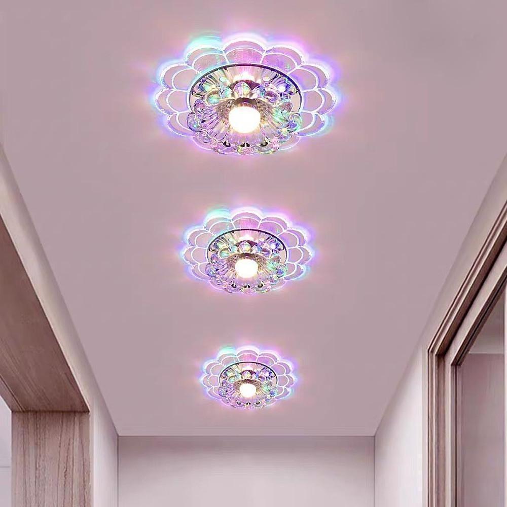 Flower Effect Crystal Metal LED Flush Mount Ceiling Light