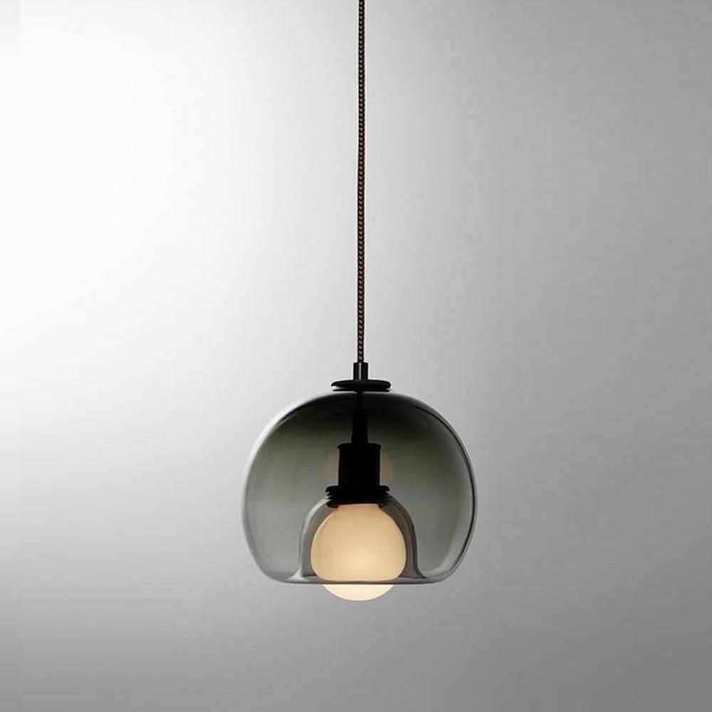 Semi Globe Electroplated Glass Metal LED Nordic Pendant Lighting-Lighom