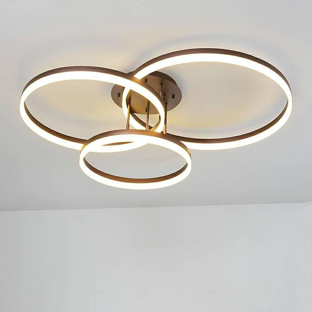 Metal Acrylic Ringed Large Flush Mount Ceiling Light with 3 Adjustable LED Lights-Lighom