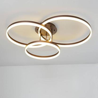 Metal Acrylic Ringed Large Flush Mount Ceiling Light with 3 Adjustable LED Lights-Lighom